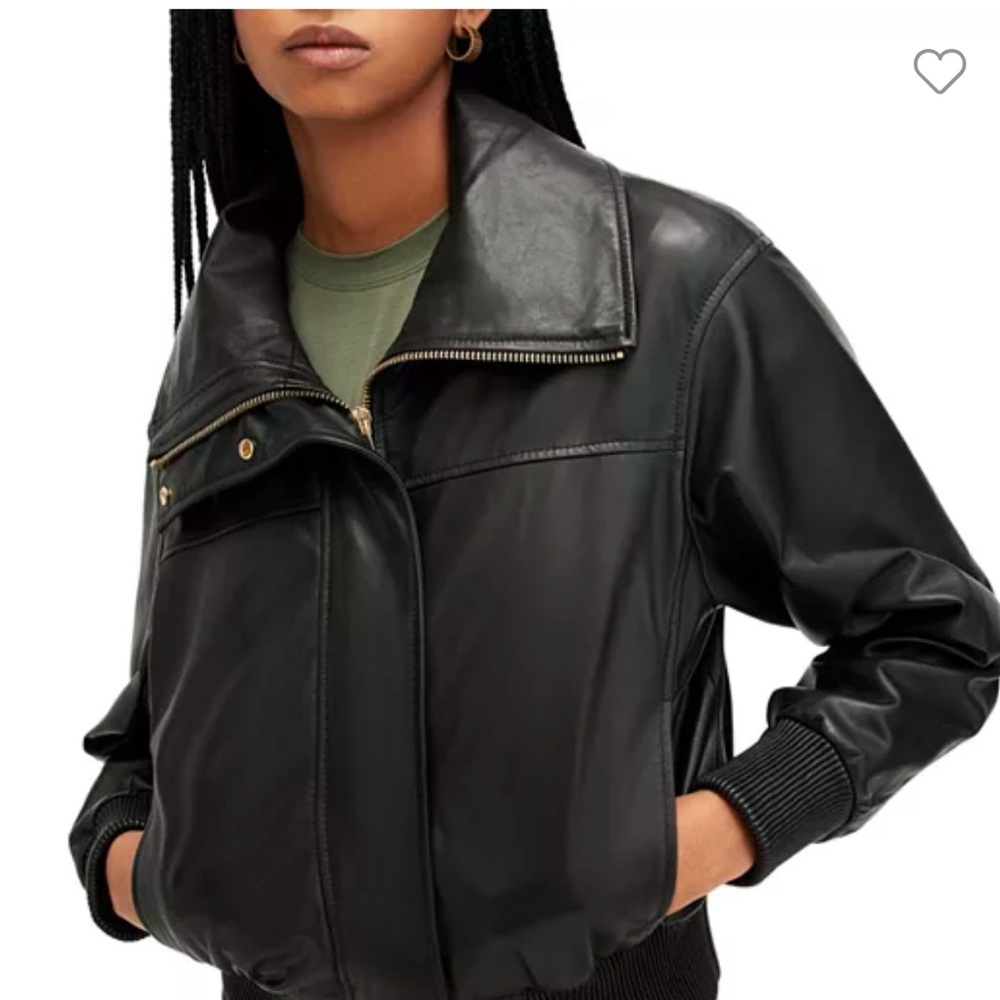 ALLSAINTS Etta Regular Fit Leather Jacket UK 6 US 2 NWT